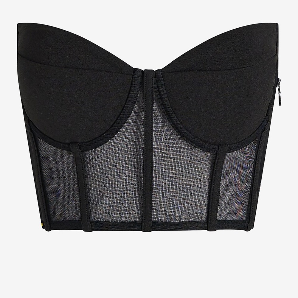 Express Black Mesh Sweetheart Neckline Corset Cropped Tube Top NWT size XL